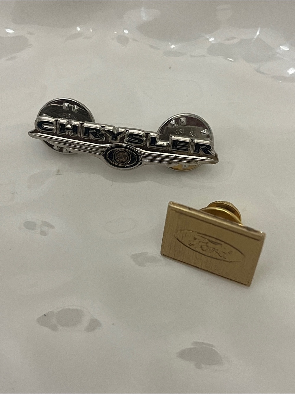 Chrysler Silver Lapel Pin and Gold Ford Accent Pin - Men Accessories